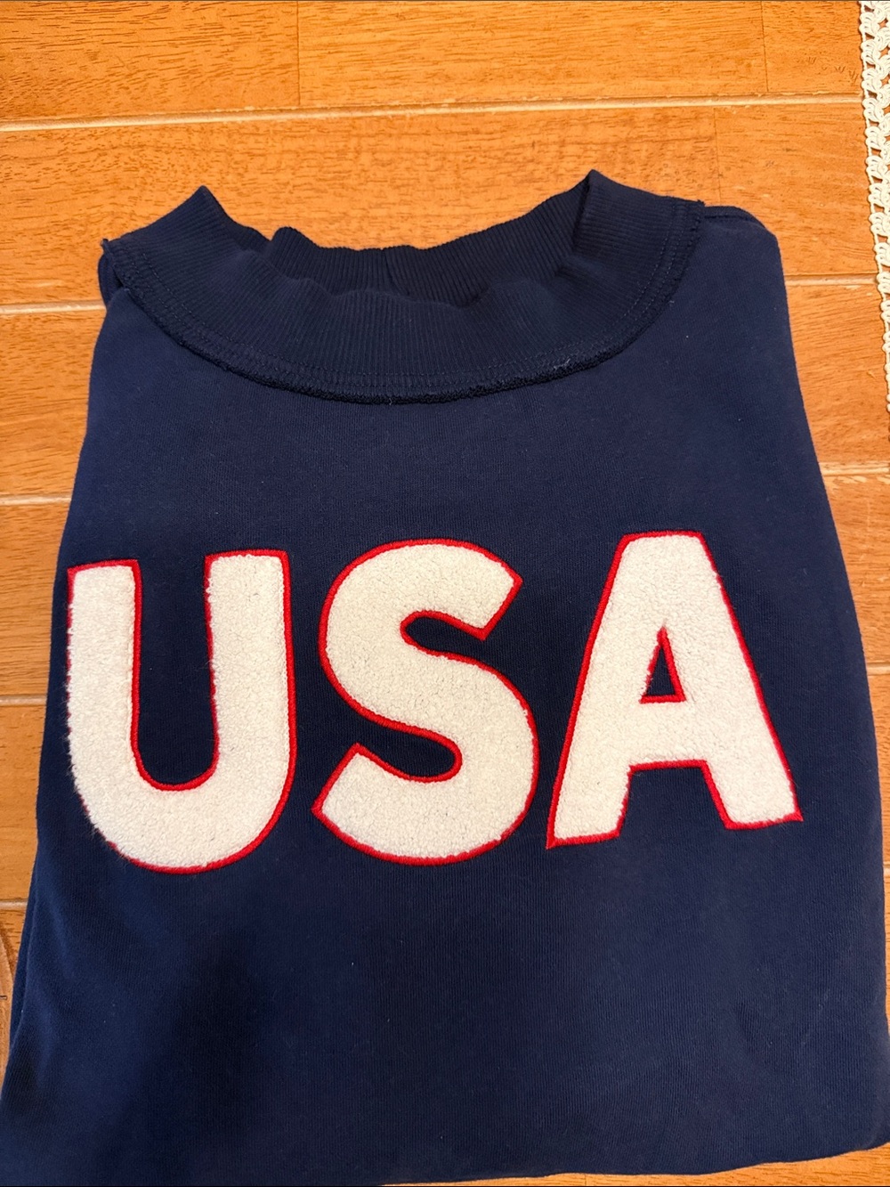 Navy 'USA' Crewneck Top